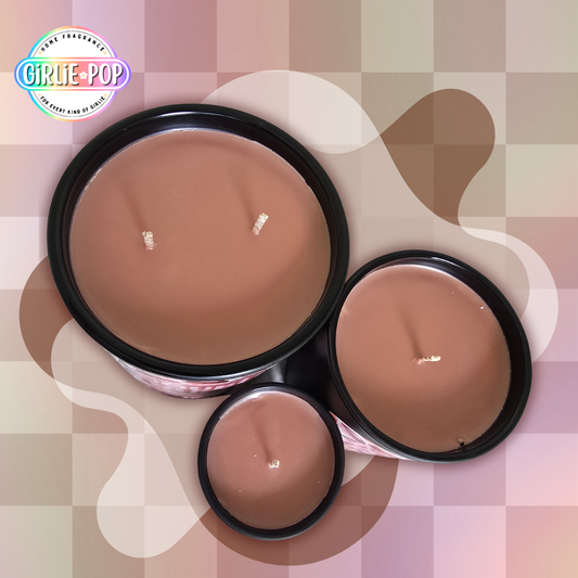 Double Truffle Decadent Girlie candle brown coloured with chocolate caramel vanilla fragrance, gourmand scented candle by Girlie Pop Australia